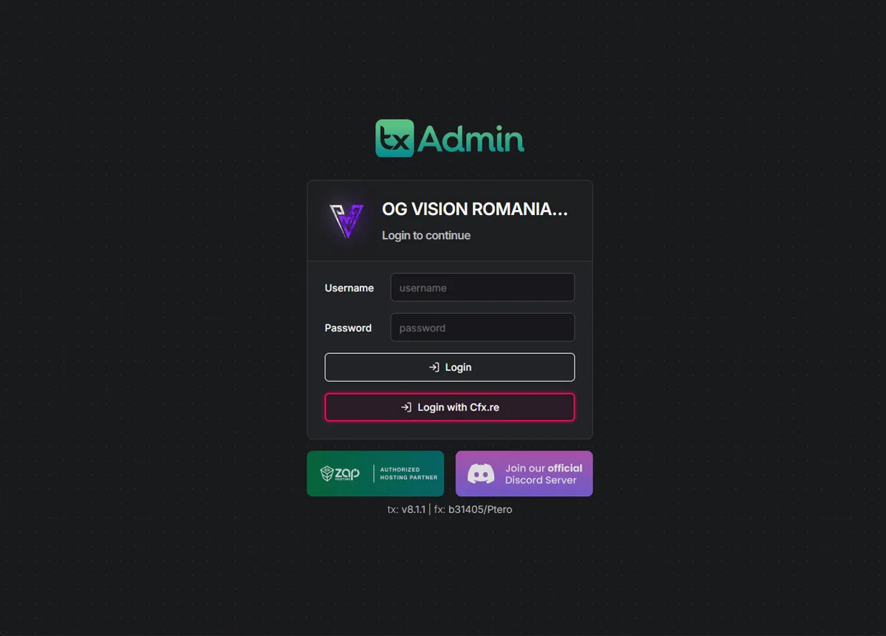 txAdmin live console for a FiveM game server